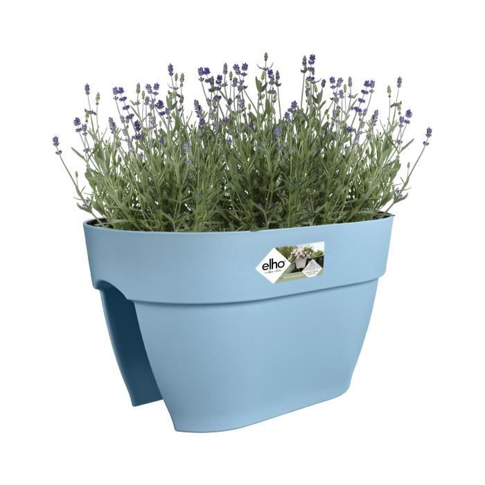 ELHO - Pot de fleurs -  Vibia Campana Flower Bridge 40 - Bleu Vintage - Balcon extérieur - L 26 x W 39 x H 22 cm - Paloma Tech