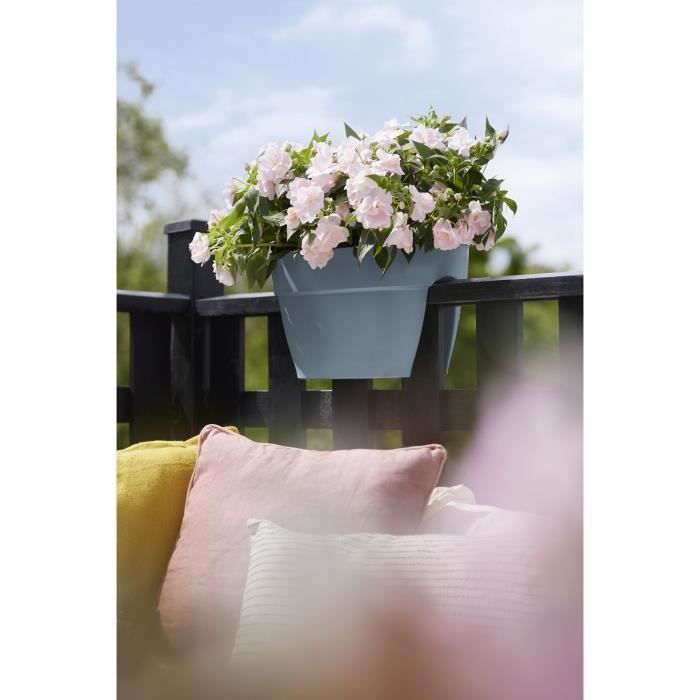 ELHO - Pot de fleurs -  Vibia Campana Flower Bridge 40 - Bleu Vintage - Balcon extérieur - L 26 x W 39 x H 22 cm - Paloma Tech