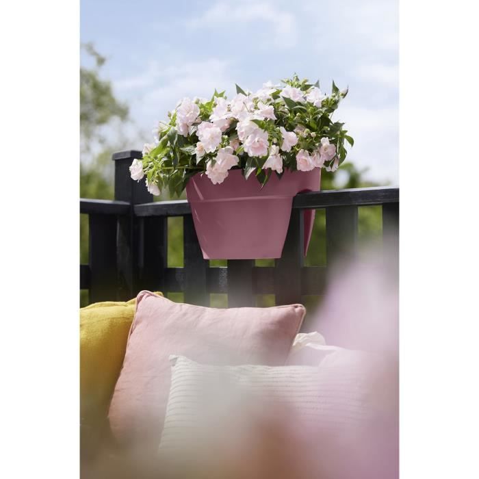 ELHO - Pot de fleurs -  Vibia Campana Flower Bridge 40 - Rose Poussiere - Balcon extérieur - L 26 x W 39 x H 22 cm - Paloma Tech