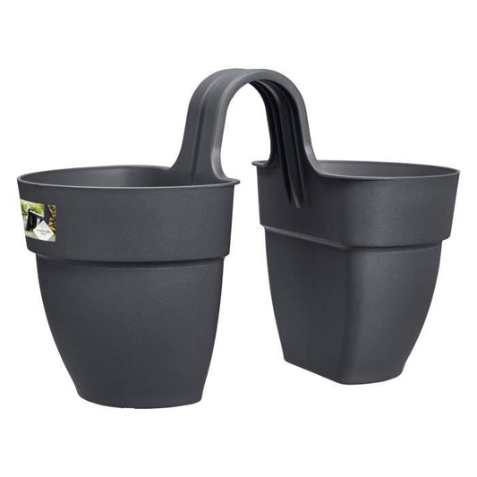 ELHO - Pot de fleurs -  Vibia Campana Flower Twin 21 - Anthracite - Balcon extérieur - L 38.4 x W 20.5 x H 26.5 cm - Paloma Tech