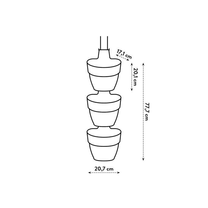 ELHO - Pot de fleurs -  Vibia Campana Foret Vertical Set/3 - Anthracite - Balcon extérieur - L 17.1 x W 20.7 x H 29.7 cm - Paloma Tech