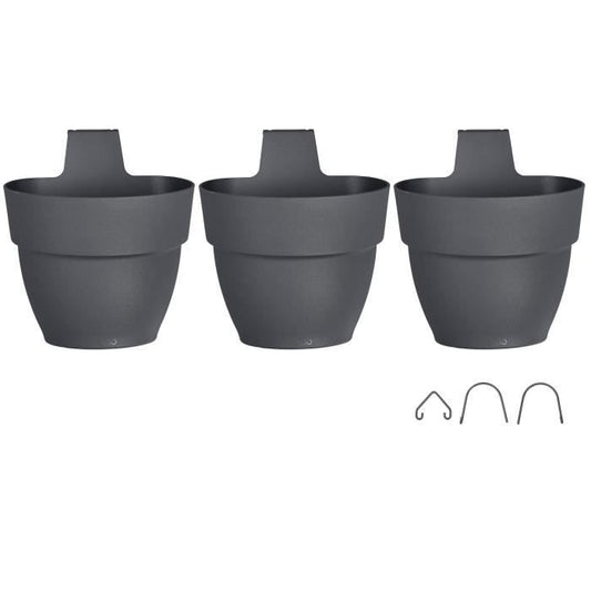 ELHO - Pot de fleurs -  Vibia Campana Foret Vertical Set/3 - Anthracite - Balcon extérieur - L 17.1 x W 20.7 x H 29.7 cm - Paloma Tech