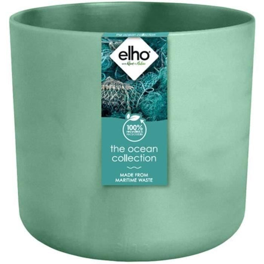 ELHO The Ocean Collection Pot de fleurs ronde 22 - Vert - Ø 22 x H 20 cm - intérieur - 100% recyclé - Paloma Tech