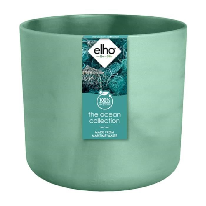 ELHO The Ocean Collection Pot de fleurs ronde 22 - Vert - Ø 22 x H 20 cm - intérieur - 100% recyclé - Paloma Tech