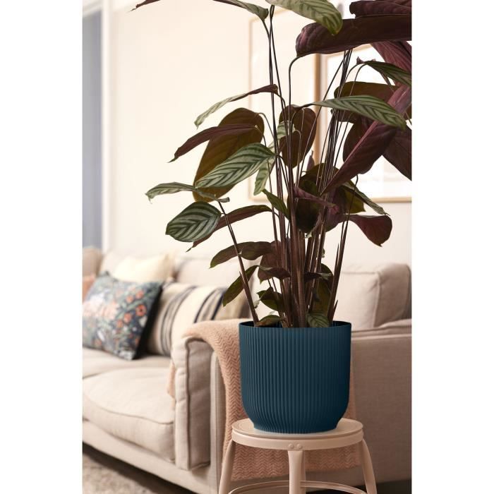 ELHO Vibes Fold Pot de fleurs rond Roues 35 - Bleu - Ø 35 x H 32 cm - intérieur - 100% recyclé - Paloma Tech