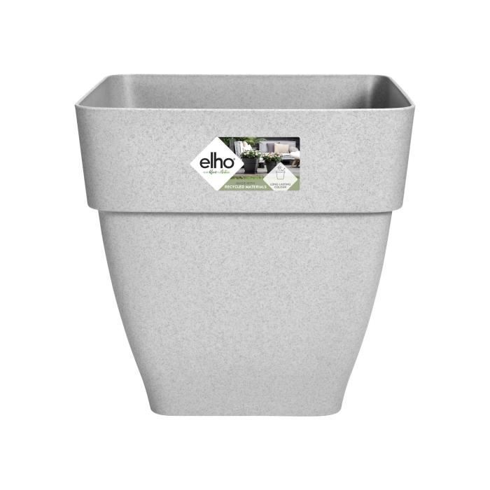 Elho Vibia Campana Bac a fleurs Carré 37 - Gris - Ø 36 x H 36 cm - extérieur - 100% recyclé - Paloma Tech