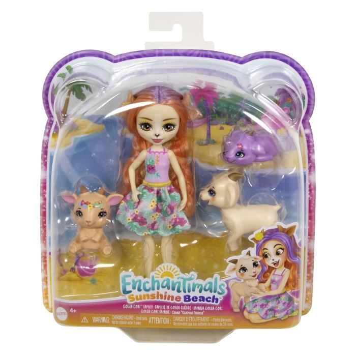 Enchantimals-Famille de Golita Chevre-Poupée et 3 figurines chevres HXC00