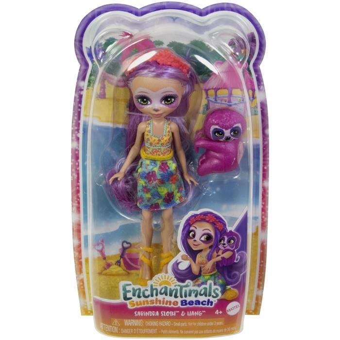 Enchantimals Sunshine Beach-Sabindra Paresseux et figurine-poupée HRX82