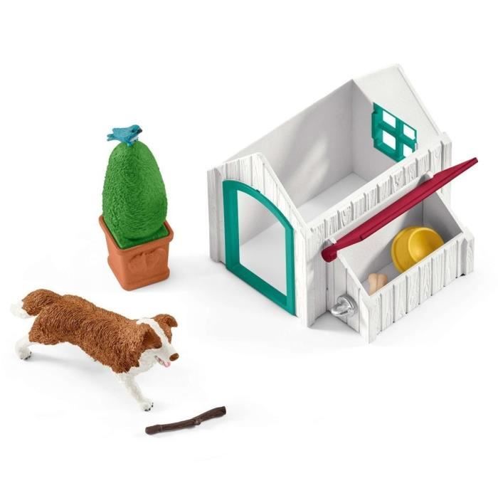 Enclos pour chevaux d’Hannah avec chienne Ruby coffret schleich avec 20 éléments inclus dont 2 chevaux schleich