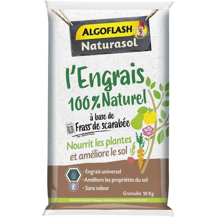 Engrais 100% Naturel Complet a base de Fass de Scarabée - ALGOFLASH NATURASOL - 10 kg - Paloma Tech