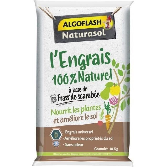 Engrais 100% Naturel Complet a base de Fass de Scarabée - ALGOFLASH NATURASOL - 10 kg - Paloma Tech