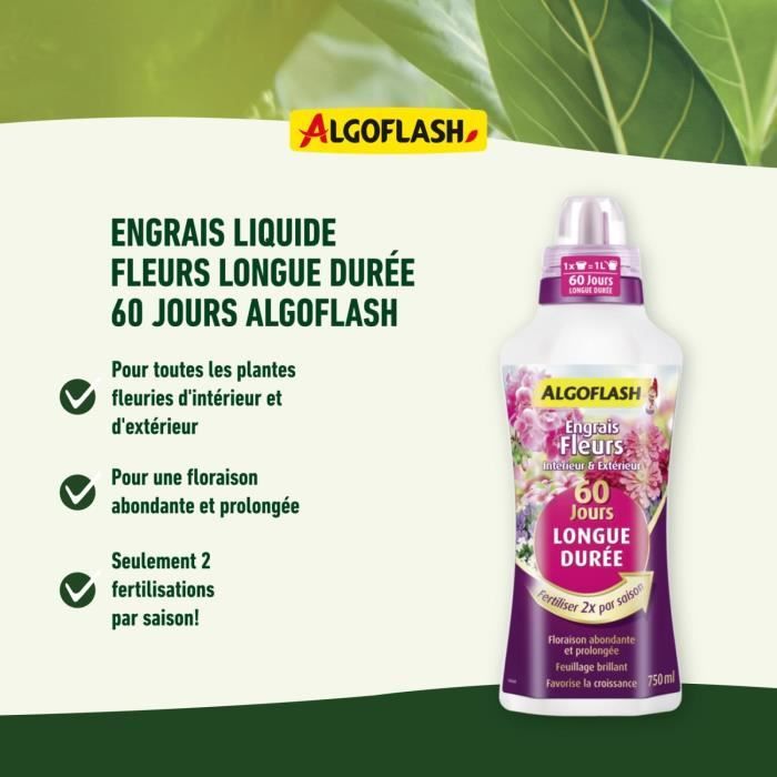 Engrais Fleurs - ALGOFLASH NATURASOL  - Longue Durée 60 jours - 750 mL - Paloma Tech