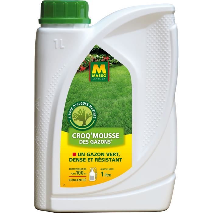 Engrais - MASSO GARDEN - 242309 - Croq'Mousse des gazons - 1 L - Paloma Tech