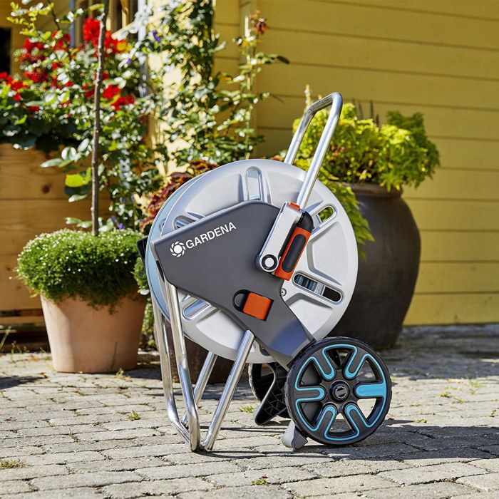 Enrouleur de tuyau GARDENA CleverRoll M métal  Tuyau Classic 25m Ø15mm  Adapté petit jardin  Kit complet (18543-26) - Paloma Tech