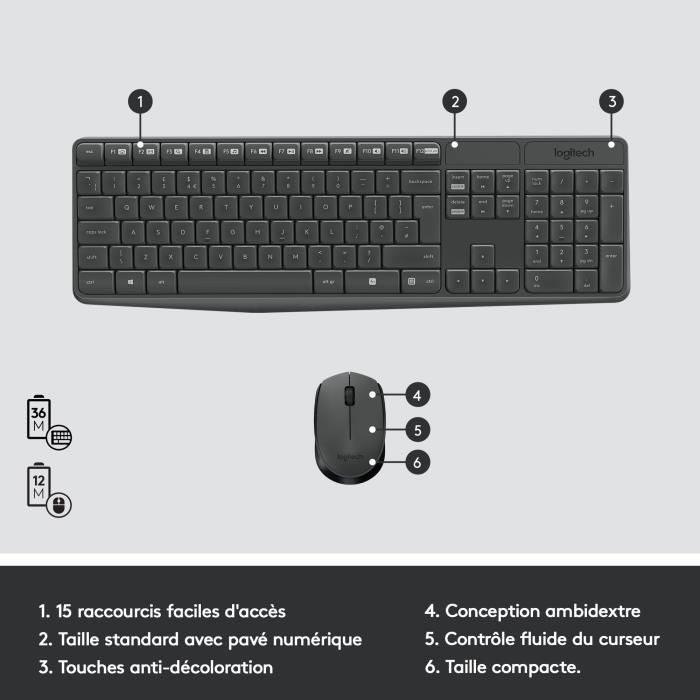 Ensemble clavier et souris Logitech COMBO MK235 FR - Paloma Tech