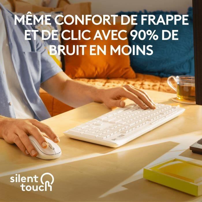 Ensemble clavier souris - Sans fil - Logitech - MK295 - Silencieux - AZERTY - Blanc - Paloma Tech