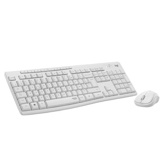 Ensemble clavier souris - Sans fil - Logitech - MK295 - Silencieux - AZERTY - Blanc - Paloma Tech