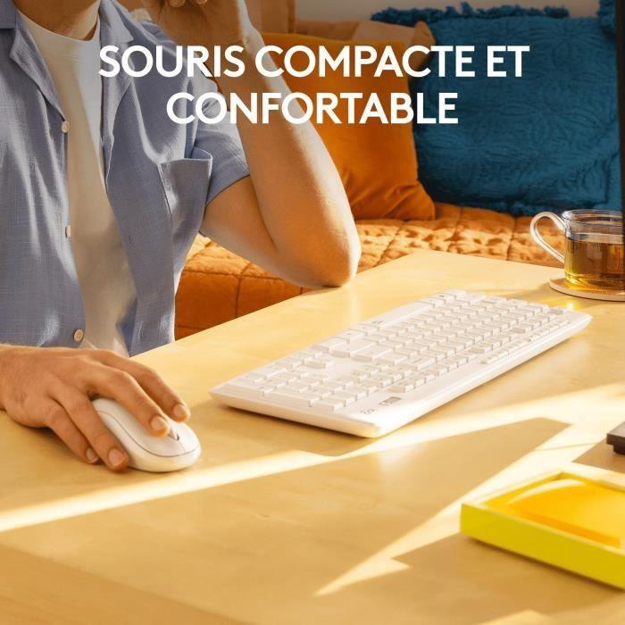 Ensemble clavier souris - Sans fil - Logitech - MK295 - Silencieux - AZERTY - Blanc - Paloma Tech