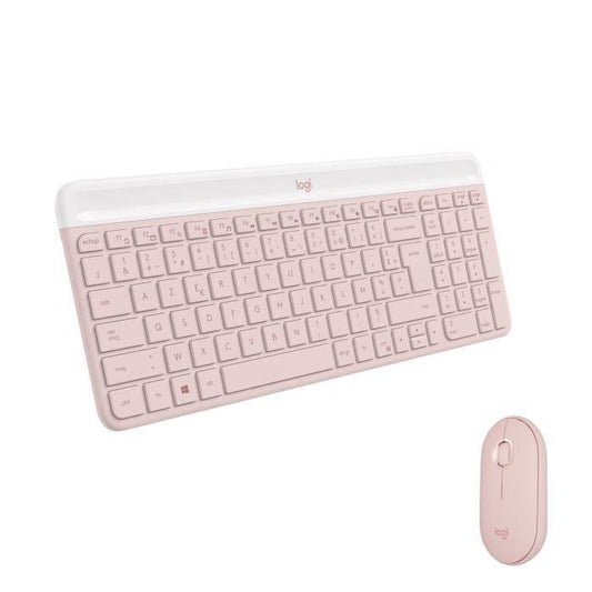 Ensemble Clavier Souris - Sans fil - Logitech - MK470 Slim - Silencieux - AZERTY - Rose - Paloma Tech