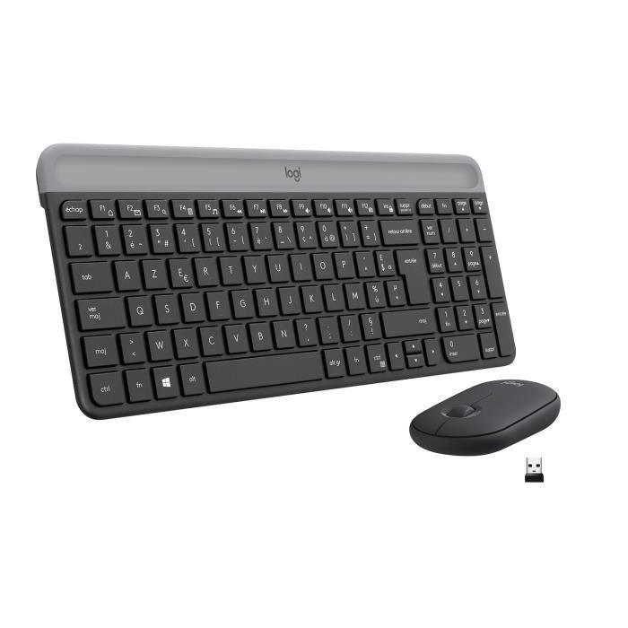 Ensemble Clavier Souris - Sans fil - Logitech - MK470 Slim - Silencieux - AZERTY - Noir - Paloma Tech