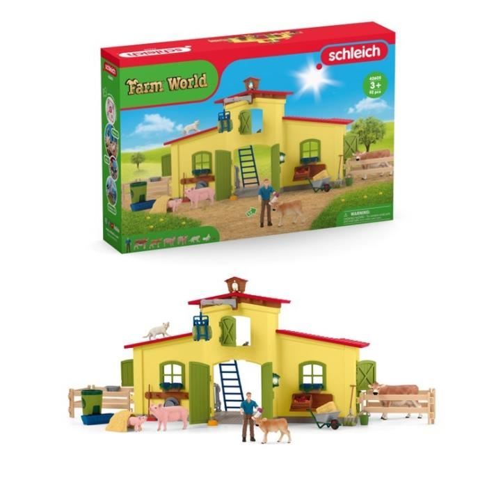 Ensemble de Figurines Animaux de la Ferme avec Accessoires - Coffret Ferme éducative de 92 Pieces avec Vache Cheval