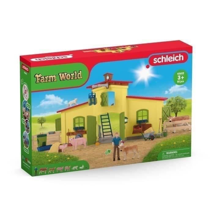 Ensemble de Figurines Animaux de la Ferme avec Accessoires - Coffret Ferme éducative de 92 Pieces avec Vache Cheval