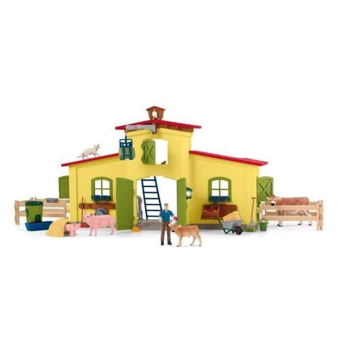 Ensemble de Figurines Animaux de la Ferme avec Accessoires - Coffret Ferme éducative de 92 Pieces avec Vache Cheval