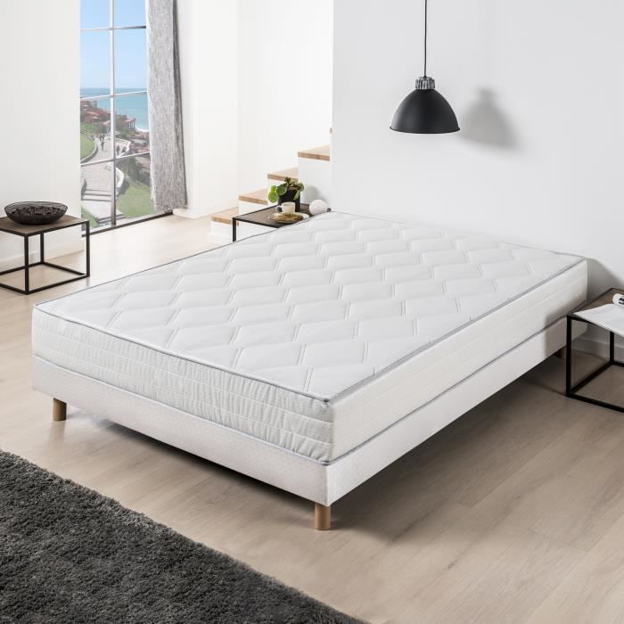 Ensemble Matelas ressorts + Sommier tapissier 160 x 200 - Confort équilibré - Epaisseur 23 cm - DEKO DREAM Hyvyys