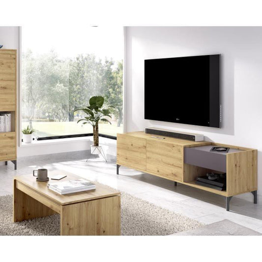 Ensemble Meuble Tv et table basse relevable- Mélaminé - LUND - Paloma Tech