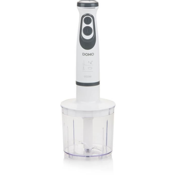 Ensemble Mixeur - DOMO - DO1089M - 600 W - Vitesse variable + Turbo - Mixeur plongeur fouet hachoir verre gradué - Blanc