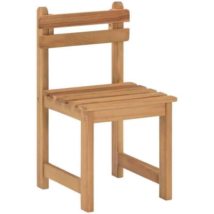 Ensemble repas de jardin pour enfant - 2 personnes - Table carrée 50 x 50 x 50 cm et 2 chaises - Bois Acacia FSC - Paloma Tech