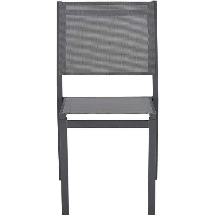 Ensemble table de jardin 6 personnes : Table + 6 chaises - Structure en aluminium - L180 x P 90 x H 72 cm - Gris anthracite - Paloma Tech