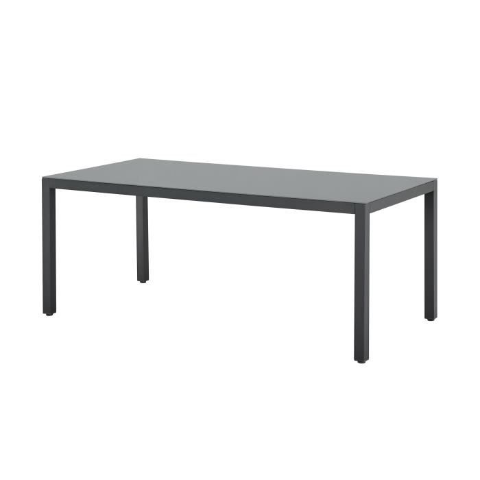 Ensemble table de jardin 6 personnes : Table + 6 chaises - Structure en aluminium - L180 x P 90 x H 72 cm - Gris anthracite - Paloma Tech