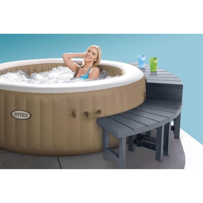 Entourage de spa 4 places rond - INTEX - 28515 - 2 pieces medium + 2 pieces hautes - Léger et résistant UV - Paloma Tech