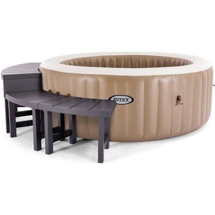 Entourage de spa 4 places rond - INTEX - 28515 - 2 pieces medium + 2 pieces hautes - Léger et résistant UV - Paloma Tech