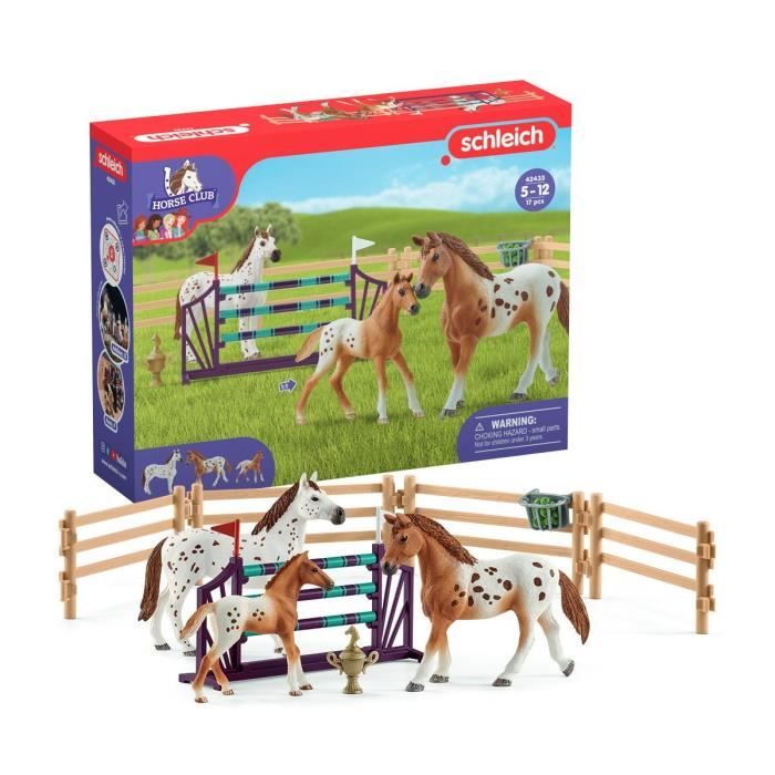 Entraînement au concours du Horse Club coffret schleich avec 17 éléments inclus dont 3 chevaux schleich coffret