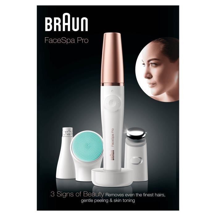 Epilateur visage Braun Face Spa Pro 913 - Blanc et Bronze - Pour Peaux Sensibles - Sans fil - Paloma Tech