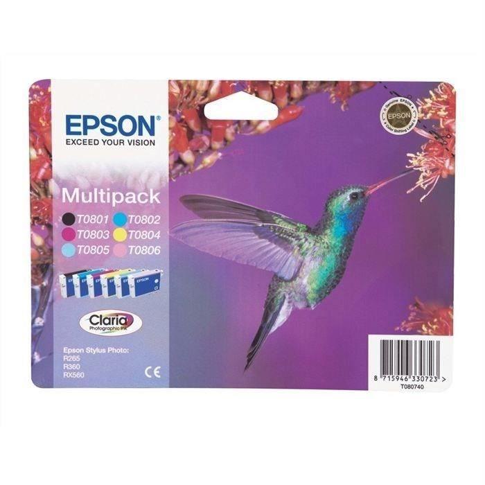 EPSON Multipack T0807 - Colibri - Noir, jaune, cyan, magenta, magenta clair, cyan clair (C13T08074011) - Paloma Tech