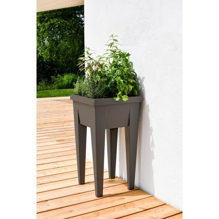 Espace Potager Veg&Table URBAN Taupe - L38,5 x P38,5 x H68 cm - 4 bouchons d'évacuation - EDA - Paloma Tech