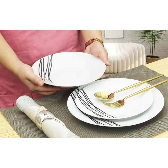 ETHNIQUE Service en porcelaine de 18 pieces -Blanc - Paloma Tech