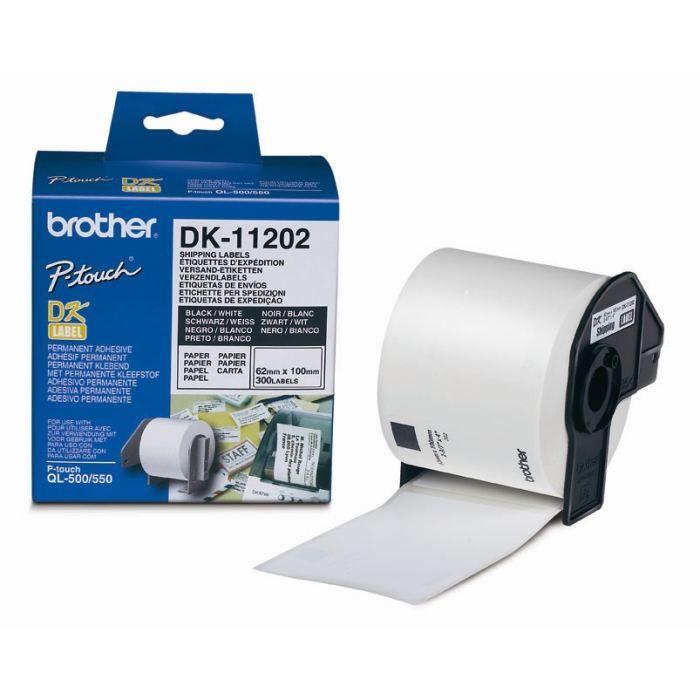 Etiquettes d'expédition Brother P-TOUCH DK-11202 - 62x100mm - 300 étiquettes - Paloma Tech