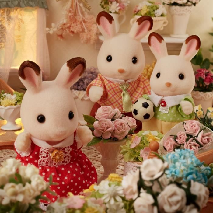 Famille Lapin Chocolat - SYLVANIAN FAMILIES - 5655 - Articulée et Habillée - A partir de 3 ans