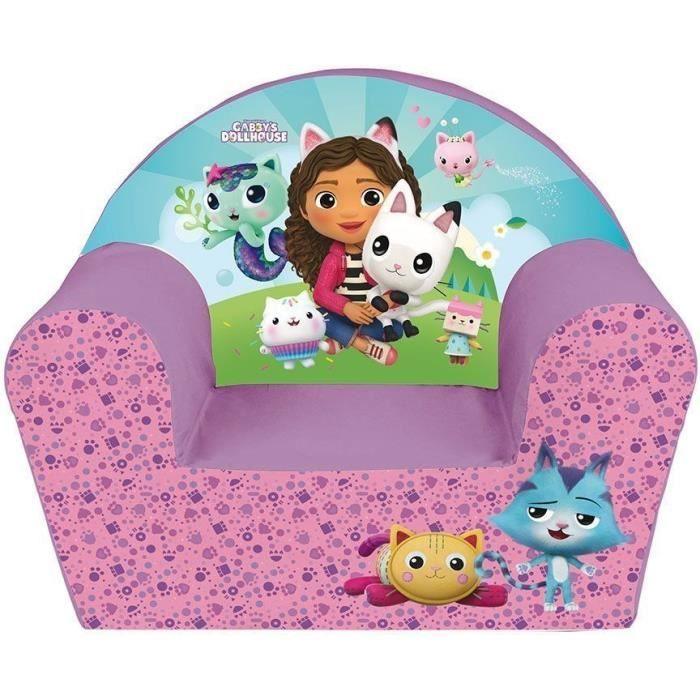 Fauteuil club enfant GABBY ET LA MAISON MAGIQUE - Fun House - Rose - L.52 x P.33 x H.42 cm - Paloma Tech