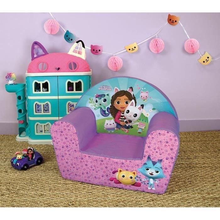 Fauteuil club enfant GABBY ET LA MAISON MAGIQUE - Fun House - Rose - L.52 x P.33 x H.42 cm - Paloma Tech