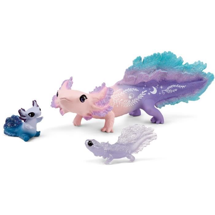 Figurine Animaux Marins - Coffret avec Salamandre Axolotl - Assortiment de 3 Jouets Schleich avec Maman et Bébé