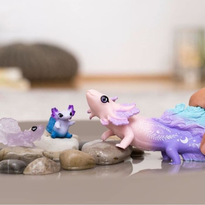 Figurine Animaux Marins - Coffret avec Salamandre Axolotl - Assortiment de 3 Jouets Schleich avec Maman et Bébé