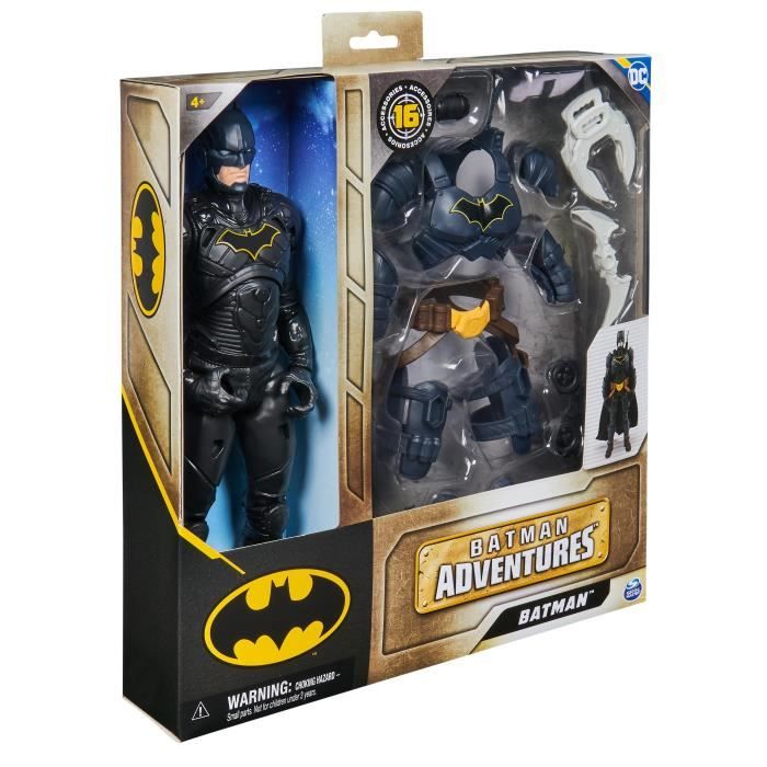 Figurine articulée Batman avec accessoires interchangeables dans son emballage