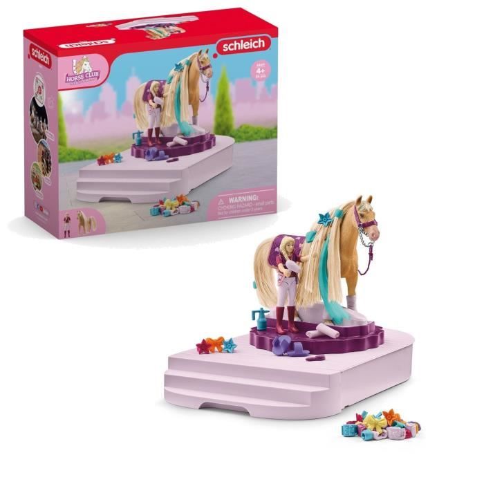 Figurine Cheval - Coffret de 54 Pieces - Accessoires de Pansage et Figurine - Cadeau pour Enfants des 4 ans - schleich