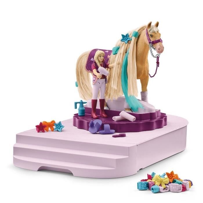 Figurine Cheval - Coffret de 54 Pieces - Accessoires de Pansage et Figurine - Cadeau pour Enfants des 4 ans - schleich