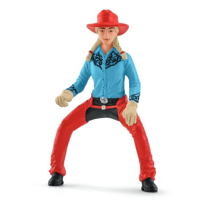 Figurine Cowgirl et Tonneaux de Racing et Cheval Schleich - Animaux de la Ferme et Accessoires Western Réalistes